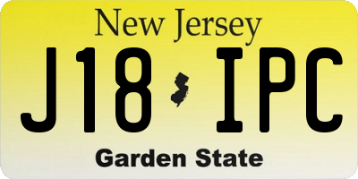 NJ license plate J18IPC