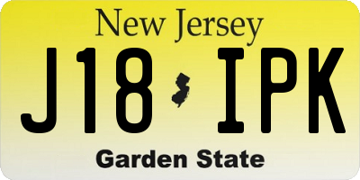 NJ license plate J18IPK