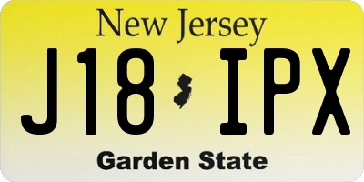 NJ license plate J18IPX