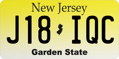 NJ license plate J18IQC