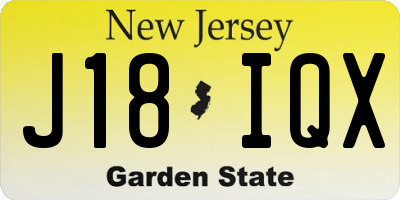 NJ license plate J18IQX