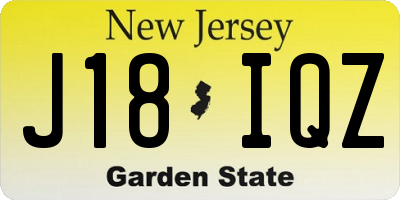 NJ license plate J18IQZ