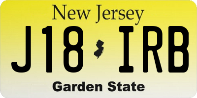 NJ license plate J18IRB