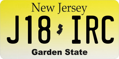NJ license plate J18IRC