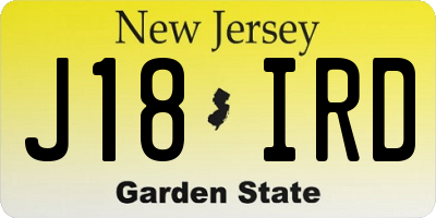 NJ license plate J18IRD