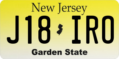 NJ license plate J18IRO