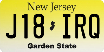 NJ license plate J18IRQ
