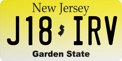NJ license plate J18IRV