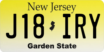 NJ license plate J18IRY
