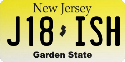 NJ license plate J18ISH