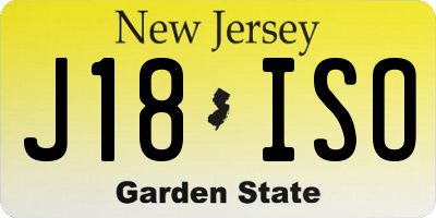NJ license plate J18ISO