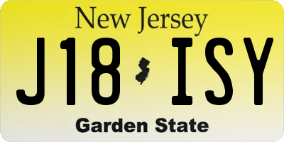 NJ license plate J18ISY