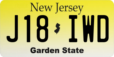 NJ license plate J18IWD