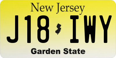 NJ license plate J18IWY