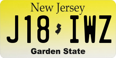 NJ license plate J18IWZ