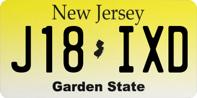 NJ license plate J18IXD
