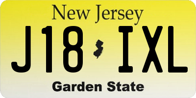 NJ license plate J18IXL