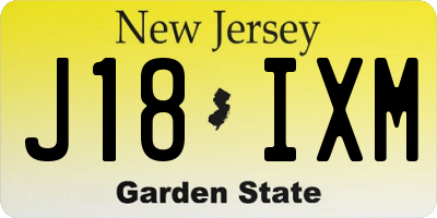 NJ license plate J18IXM