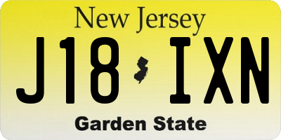 NJ license plate J18IXN