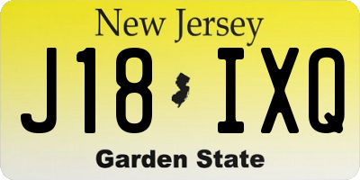 NJ license plate J18IXQ