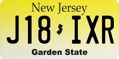 NJ license plate J18IXR