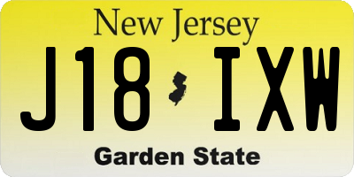 NJ license plate J18IXW
