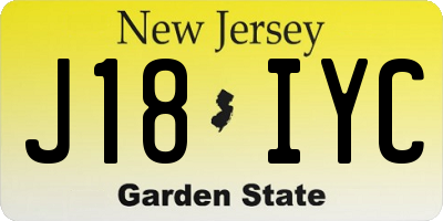 NJ license plate J18IYC