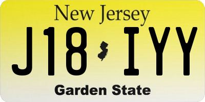NJ license plate J18IYY
