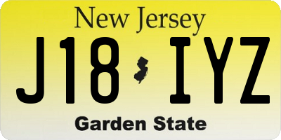NJ license plate J18IYZ