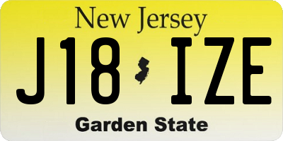 NJ license plate J18IZE