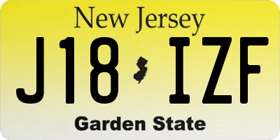 NJ license plate J18IZF
