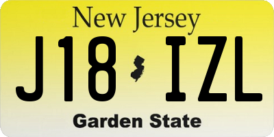NJ license plate J18IZL