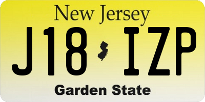 NJ license plate J18IZP