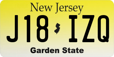NJ license plate J18IZQ
