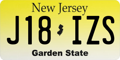 NJ license plate J18IZS