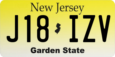 NJ license plate J18IZV