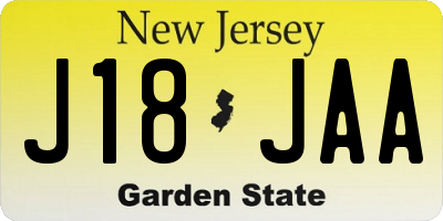 NJ license plate J18JAA