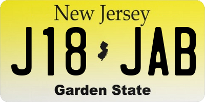 NJ license plate J18JAB