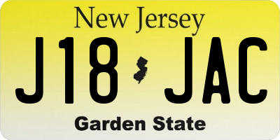 NJ license plate J18JAC