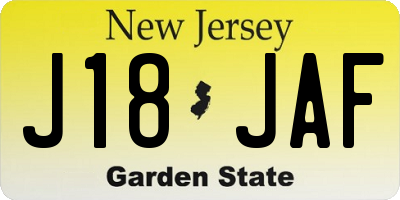NJ license plate J18JAF