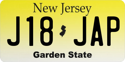 NJ license plate J18JAP