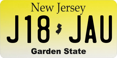 NJ license plate J18JAU