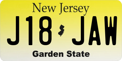 NJ license plate J18JAW