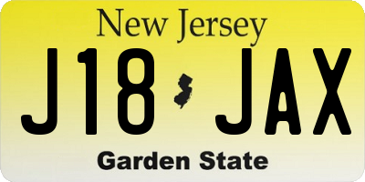 NJ license plate J18JAX