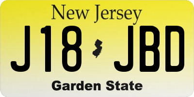 NJ license plate J18JBD