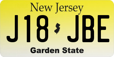 NJ license plate J18JBE