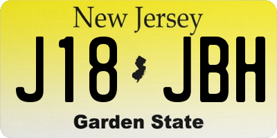 NJ license plate J18JBH