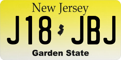 NJ license plate J18JBJ