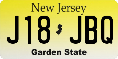 NJ license plate J18JBQ