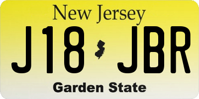 NJ license plate J18JBR